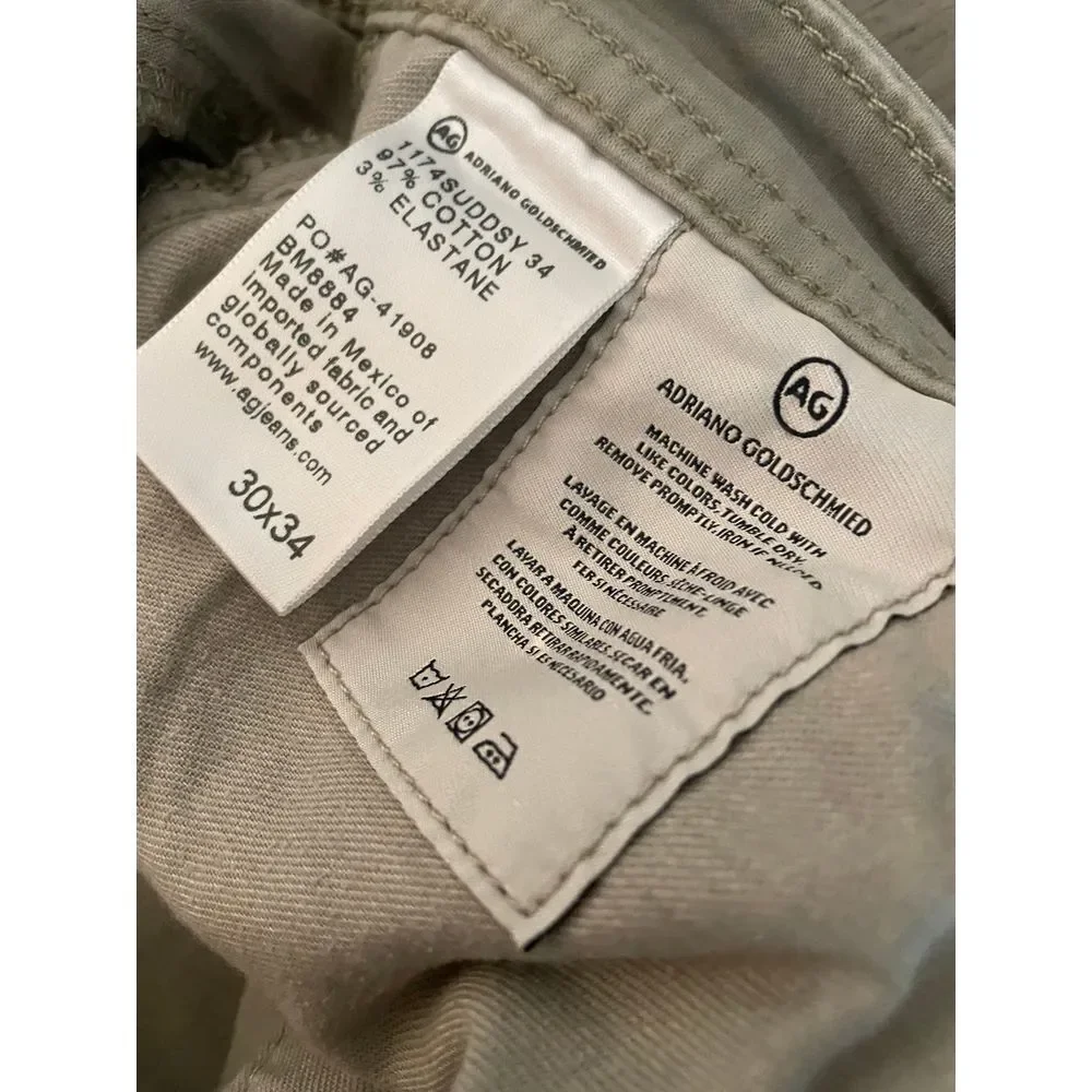 EUC AG Adriano Goldschmied The Graduate Tailored Leg Jeans 30x34 Beige‎